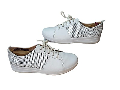#ad FitFlop F Sporty Scoop Cut Perf Leather Urban White Sneaker Women#x27;s Sz 7.5 $28.00
