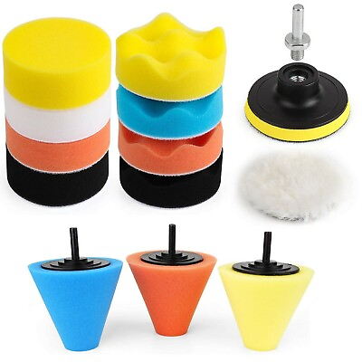 #ad Foam Drill Polishing Cone Ball Pads Kit Car Hub Waxing Buffing Wheel Polisher 3quot; $13.99