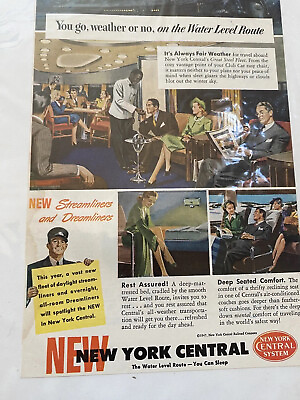 #ad 1947 vtg new york central system ad Trains Railroad Subway water line 1940s $12.99