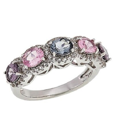 #ad HSN Colleen Lopez Sterling Silver Pink Purple Spinel amp; White Topaz Ring Size 7 $169.99
