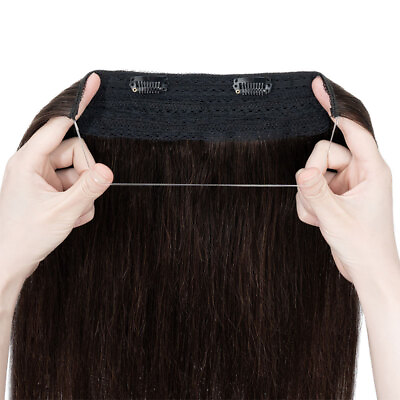 #ad Hidden Wire Clip in Weft One Piece Remy Human Hair Extensions Invisible Headband $78.08