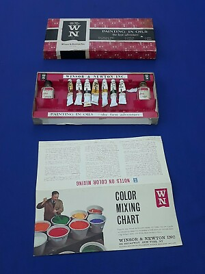 #ad Vtg Winsor amp; Newton 7 Paint Tubes Original Box Lot Outfit No.1 Painting In Oils $27.00