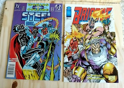 #ad DC Worlds Collide Steel July 1994 Image Brigade September 1993 Comic Book $5.99