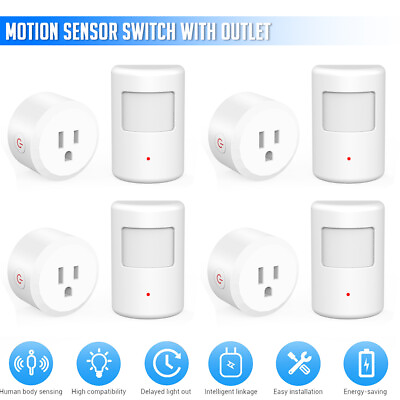 #ad PIR Motion Sensor Plug Wireless Switch Socket for Bathroom Light Air conditioner $15.89