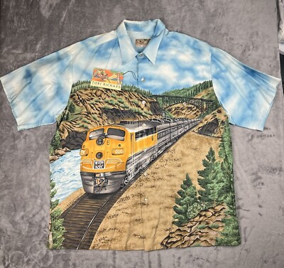 #ad Tori Richard Shirt Men’s XXL Western Pacific Train Short Sleeve Hawaiian Camp $59.99