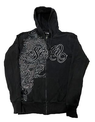 #ad SoCal Womens Zip up Hoodie Vintage Sweatshirt Black Medium Grunge AE5 $60.00