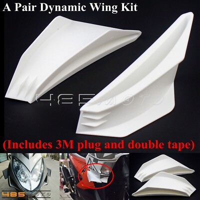 #ad Motorcycle Winglet Aerodynamic Wing Kit For Honda Suzuki Yamaha Kawasaki White $9.20
