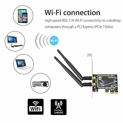 #ad 1Pc Dual Band 2.4G 5G PCI E WiFi Wireless Card Adapter 600Mbps for Computer US $21.99