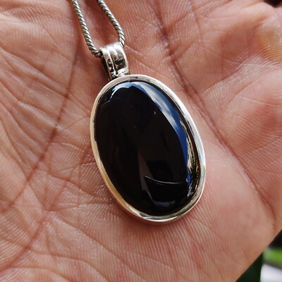 #ad Handmade Black Onyx Pendant 925 Silver Gemstone Womens Pendant Healing Jewelry $39.42