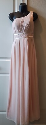 #ad Bill Levkoff Pink Bridesmaid Dress Gown Sz 0 One Shoulder Long Wedding New Years $34.99