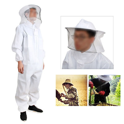 #ad 1x Beekeeping Protective Equipment Veil Bee Keeping Full Body Suit Smock White L $36.34