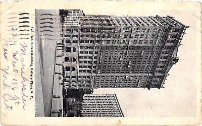 #ad Vintage Postcard White Hall Building Battery Place NY $8.95