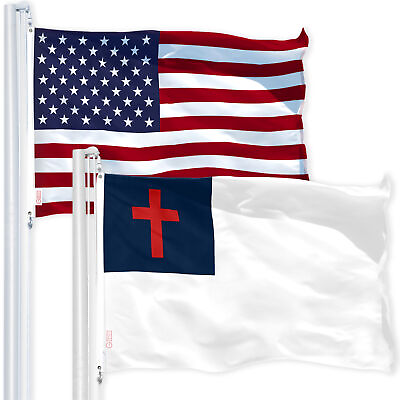 #ad 3#x27;x5#x27; USA America Flag 150D Polyester amp; 3#x27;x5#x27; Christian Religious Flag 150D $23.99