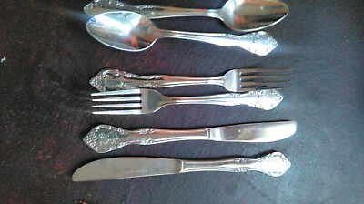 #ad Stainless Flatware 6 Piece Matching Set for Twins Baby Toddler amp; Junior $25.00