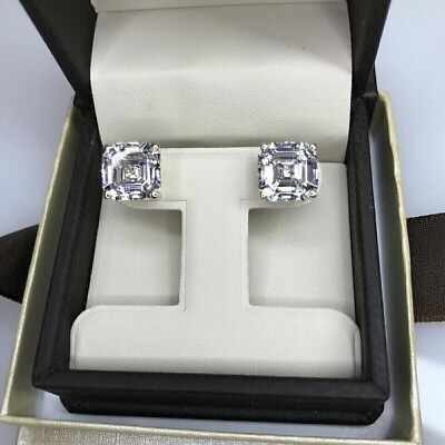 #ad 2.00 Ct Asscher Cut Lab Created Diamond Stud Earrings 14K White Gold Finish $12.00