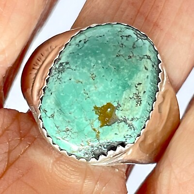 #ad Royston Turquoise Mens Ring Navajo Sz 11 Annie Lincoln Sterling Handmade Band $94.94
