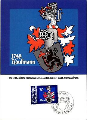 #ad LICHTENSTEIN MAXIMUM CARD COAT OF ARMS OF THE BAILIFF JOSPEH ANTON KAUFMANN 1982 $3.99