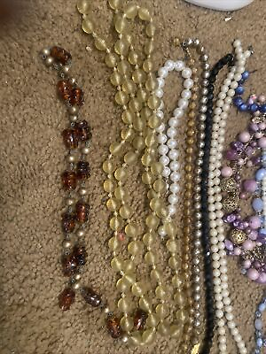 #ad Vintage Multi Strand Beaded Necklaces BROKEN Jewelry Lot of 6 Craft $17.50