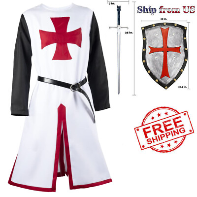 #ad Knight Tunic Medieval Renaissance Templar Knights Surcoat Tabard Costume Outfit $29.99