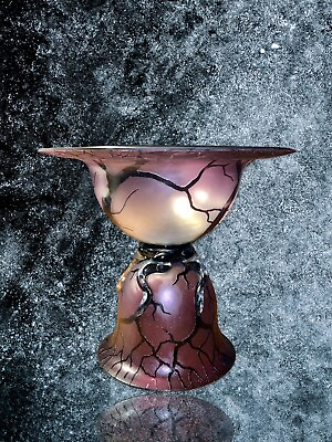 #ad Bernard Katz Sculptural Art Glass Root Bowl Vase In Amethyst Signed 17” Wide $1155.20