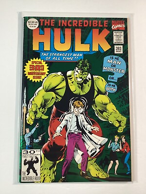 #ad INCREDIBLE HULK #393 NM 9.4 OVERSIZED 30th ANNIVERSARY ISSUE WITH PINUPS GALORE $16.95