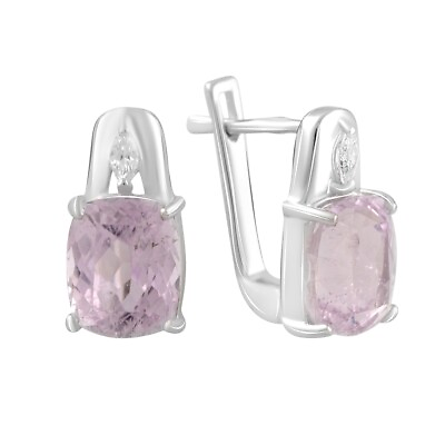 #ad 925 Sterling Silver Huggie Earring over Natural Kunzite 89ct $276.00