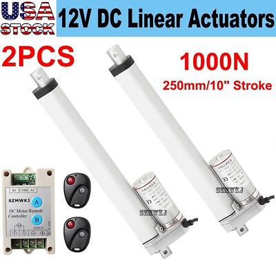 #ad 2 Dual 250mm 10 inch 12V DC Linear Actuator Motor W Remote Control for Industry $105.29