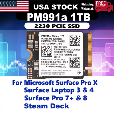 #ad Samsung 2230 1TB SSD PM991a NVMe PCIe For Microsoft Surface Pro 7 8 Steam Deck $98.95