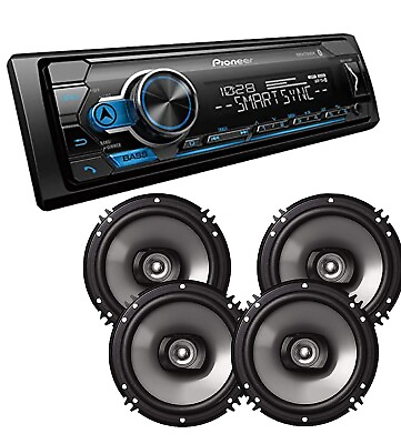 #ad Pioneer Single DIN Bluetooth Digital Media Receiver 2 Pairs 6.5quot; Car Speaker $129.99