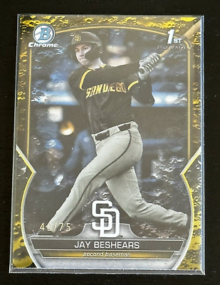 #ad 2023 Bowman Draft Chrome Jay Beshears 1st Yellow Lunar Crater Refractor 75 SP $13.50
