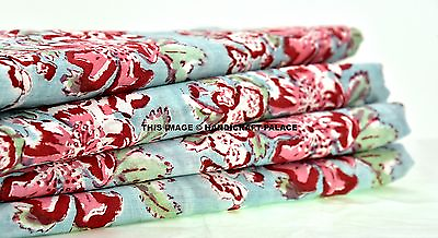 #ad 5 Yards Indian Hand Made Hand Block Print 100% Cotton Fabric Jaipur Fabric Throw $31.49