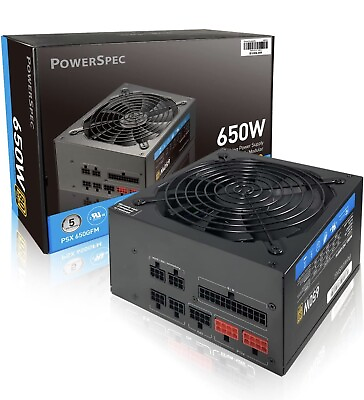 #ad PowerSpec PS650BSM 650W 80Plus Bronze 2x PCIE Semi Modular ATX 12V Power Supply $54.00