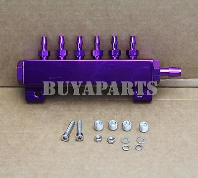 #ad JDM Turbo Wastegate Boost Fuel Vacuum Gas Manifold Kit w 6 Ports 1 8 NPT Purple $22.99