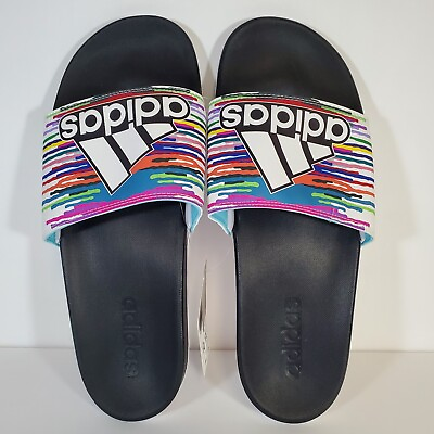 #ad Adidas Adilette Comfort Slide Sandals White Multi Color Drip Unisex Size 10M 11W $36.95