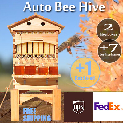 #ad #ad Auto Flow Langstroth Bee Hives Honey House 7 Beekeeping Frames Hive Stand $246.99