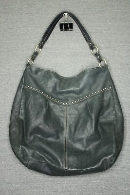 #ad Fossil Vintage Black Soft Leather Shoulder Bag Purse Metal Studs Boho 2000#x27;s $28.45