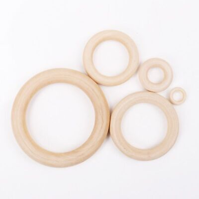 #ad Natural Wood Bead Round Ring Shape Beads Jewelry Making Wooden Charm 15 70mm Kit $12.94