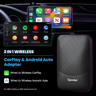 #ad 2 in 1 Wired to Wireless CarPlay amp; Android Auto Wireless Box Plug amp; Play Stable $45.99