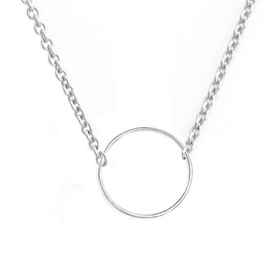 #ad Genuine 14k White Gold 1mm Open Circle Wire Necklace with 16 inches Cable Chain $199.99