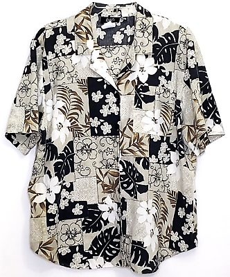 #ad Tcp amp; Co VTG Women#x27;s Blouse Camp Shirt 16W Short Sleeve Hawaiian Floral Tropical $24.99