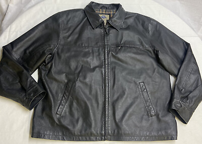 #ad Shaver Lake Men#x27;s XL Leather Jacket Zip Up Black Cafe Moto Coat Lined $24.88