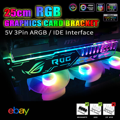 #ad RGB Graphics Card Bracket LED Sync Light Acrylic for Brace GPU Fix Video Card PC $29.98