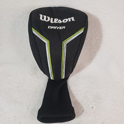 #ad Wilson Driver Golf Head Cover Sock Black Green Stripe EUC $8.00