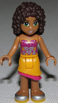 #ad Lego	New Friends Andrea Female Girl Woman Curl Black Hair Orange Skirt $3.29