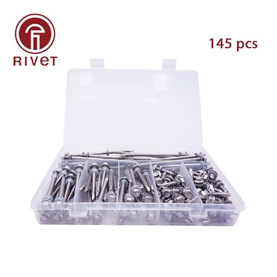 #ad 145Pcs M5.5 Stainless Steel Hex Self Drilling Bolt Tapping Tail Screw With Box $58.45