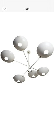 #ad 6 Light COUNTERBALANCE Mid Century Modern Raw Brass Pendant Sputnik chandelier $425.00