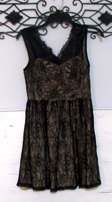 #ad Monteau Dress Women#x27;s Size S Black Lace Sleeveless $10.80