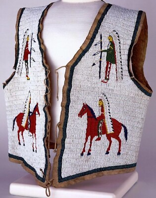 #ad Native American Handmade Beaded Vest Hand Stitched Front Powwow Regalia XNV509 $449.10