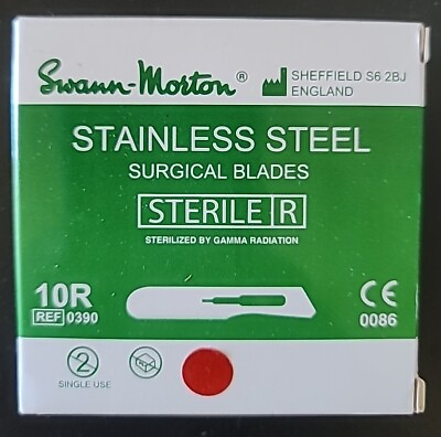 #ad FREE SHIPPING Swann Morton #10R Sterile Surgical Blades Stainless Steel 100pc $20.29