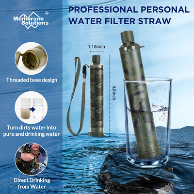 #ad Portable Water Filter Straw Purifier for Survival Emergency Camping Prepping Use $14.24